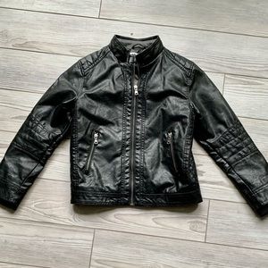 😎 Cool Black Moto Jacket vegan leather 7/8y Sherpa Lined